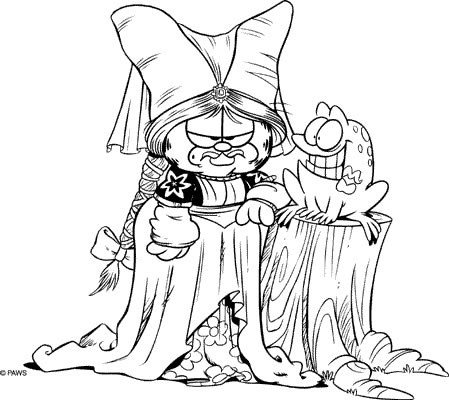 coloriage garfield deguise en princesse